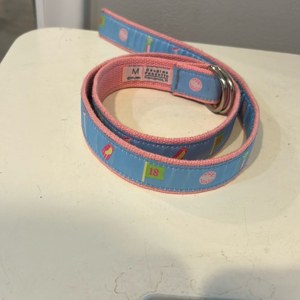 Pink blue and green golf golfing  belt Design by Douglas Paquette